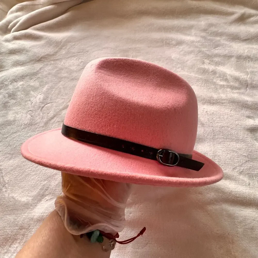 Filippo Catarzi Pink Wool Hat w Black Band Vintage Pristine Italian Fedora